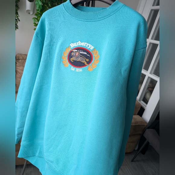 Burberry Men's Reissued Champion Sweater, Turquoise, Size XL - Picture 9 of 9